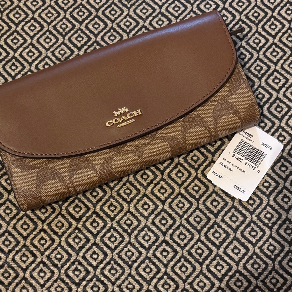 Coach Signature PVC Slim Envelope Wallet- NWT